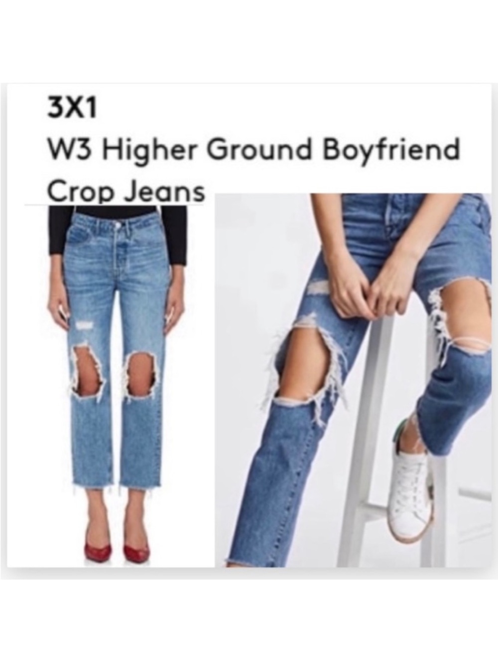 3x1 W3 Higher Ground Distressed Boyfriend Crop Jeans MOST WANTED!! $468.00 - Picture 1 of 16